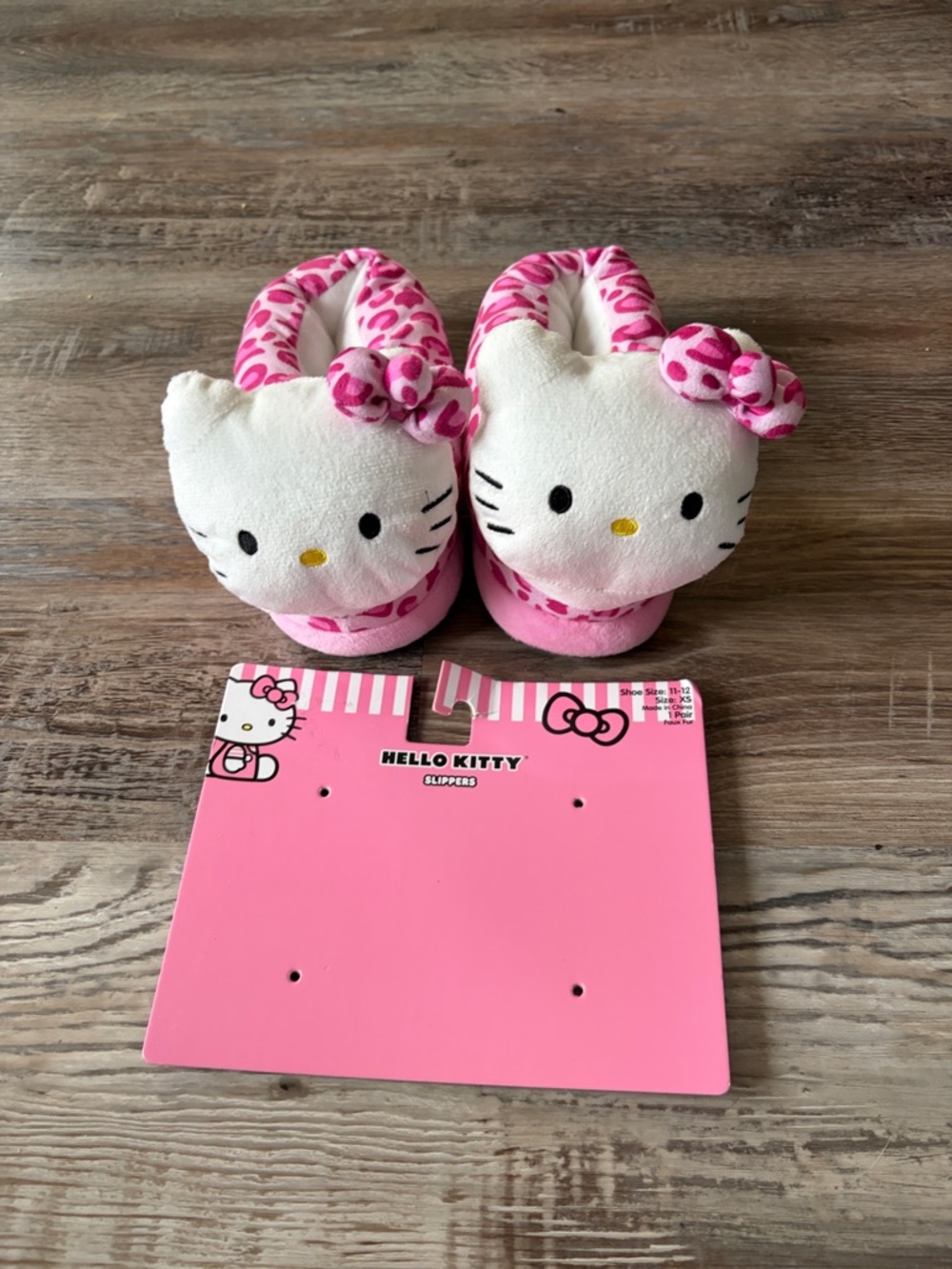Hello Kitty White and Pink Plush Indoor Slippers